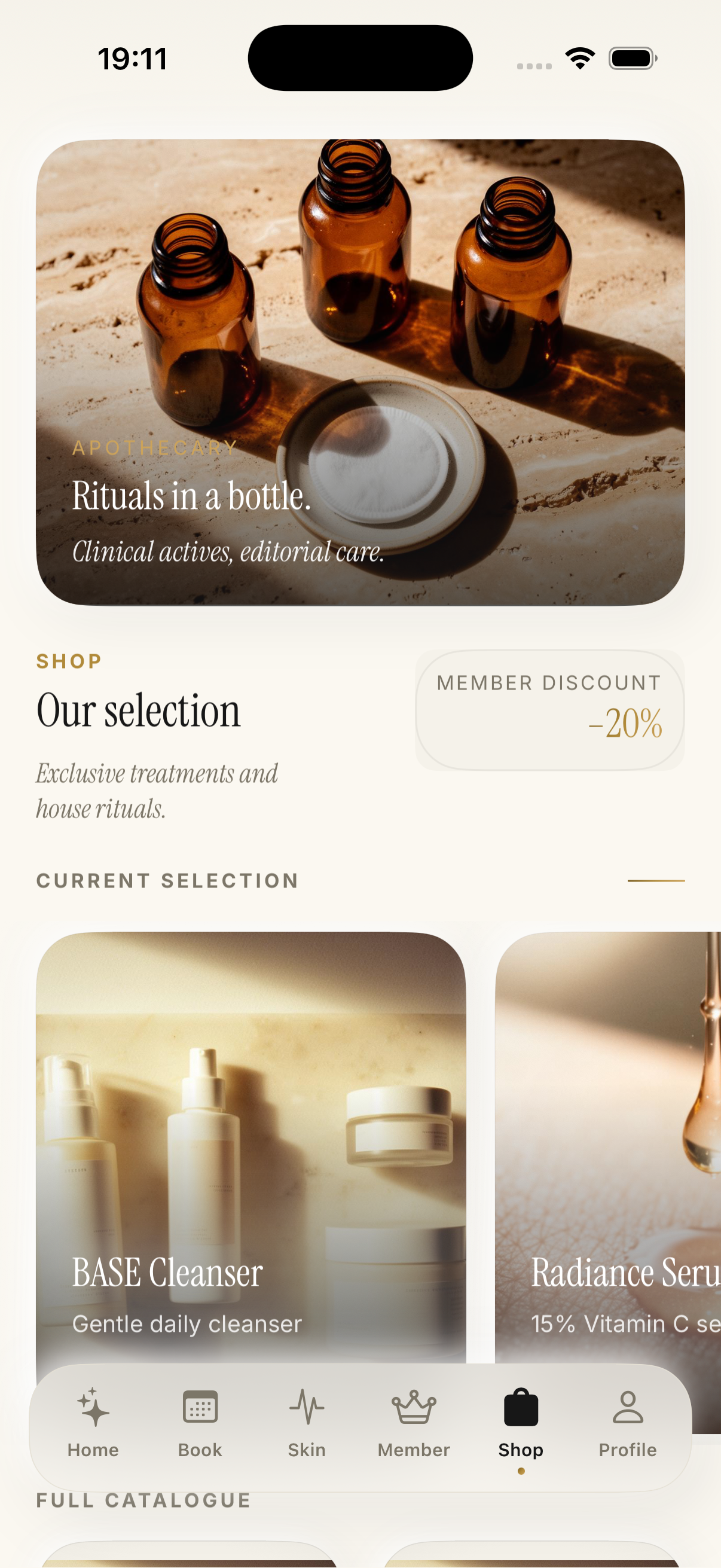 BASE app, Shop screen