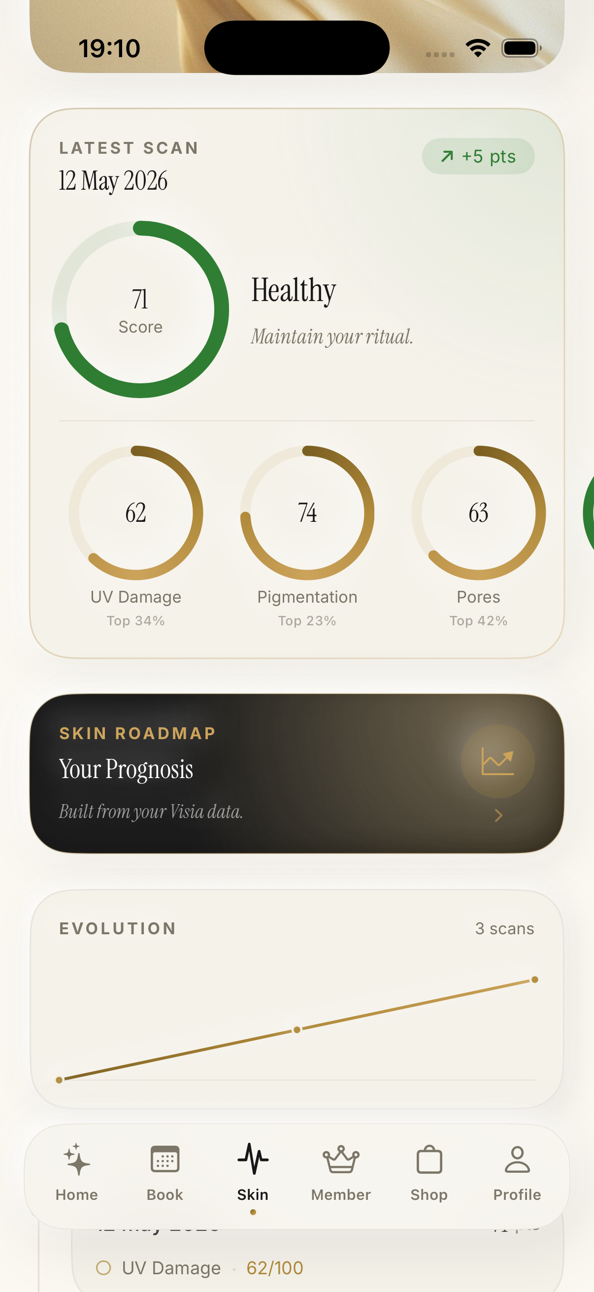 BASE app, Skin Journey screen