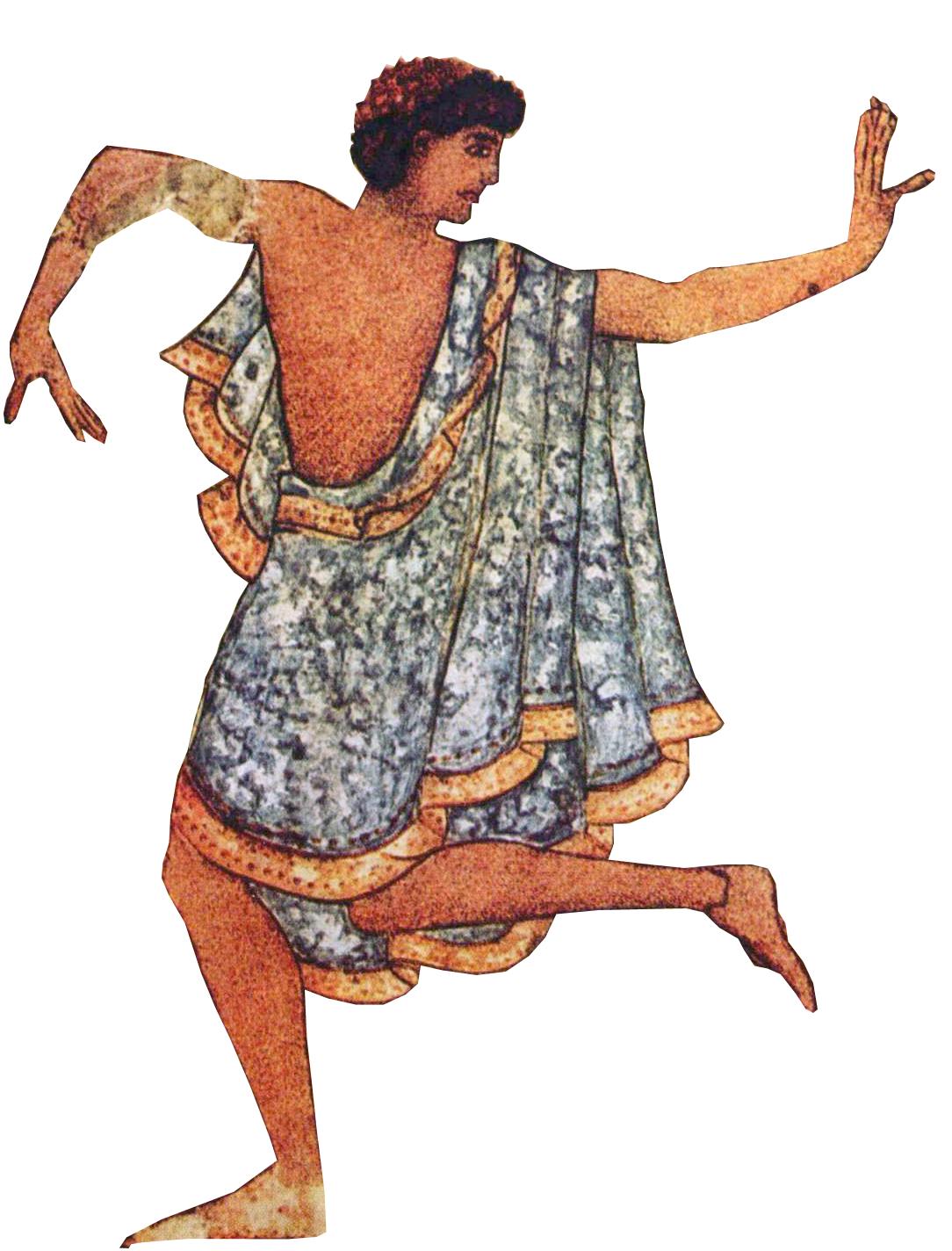 Greek fresco dancing figure, vitality in motion